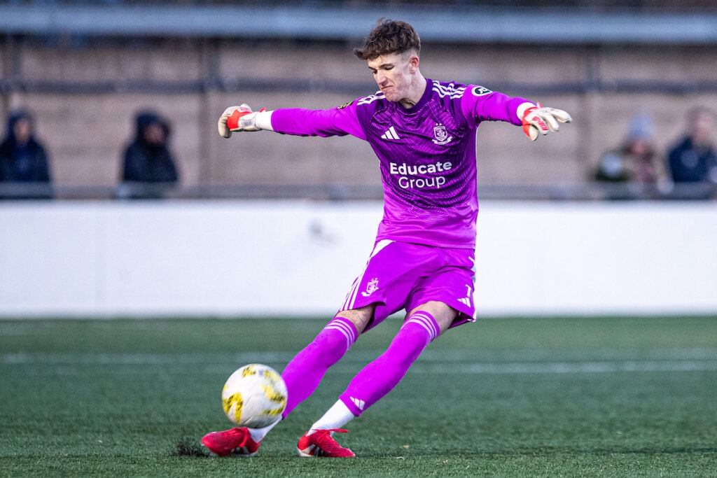 Connah's Quay Nomads Goalkeeper Kit Margetson during the JD Cymru Premier fixture between Connah’s Quay Nomads and The New Saints at the Essity Stadium, Flint. 31st of December, Flint, Wales