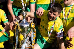 NEWPORT, WALES - 12 APRIL 2026: Caernarfon Town's Darren Thomas during 2025/26 JD FAW Welsh Cup Final fixture between Caernarfon Town F.C & Flint Town United F.C at Rodney Parade, Newport, Wales.