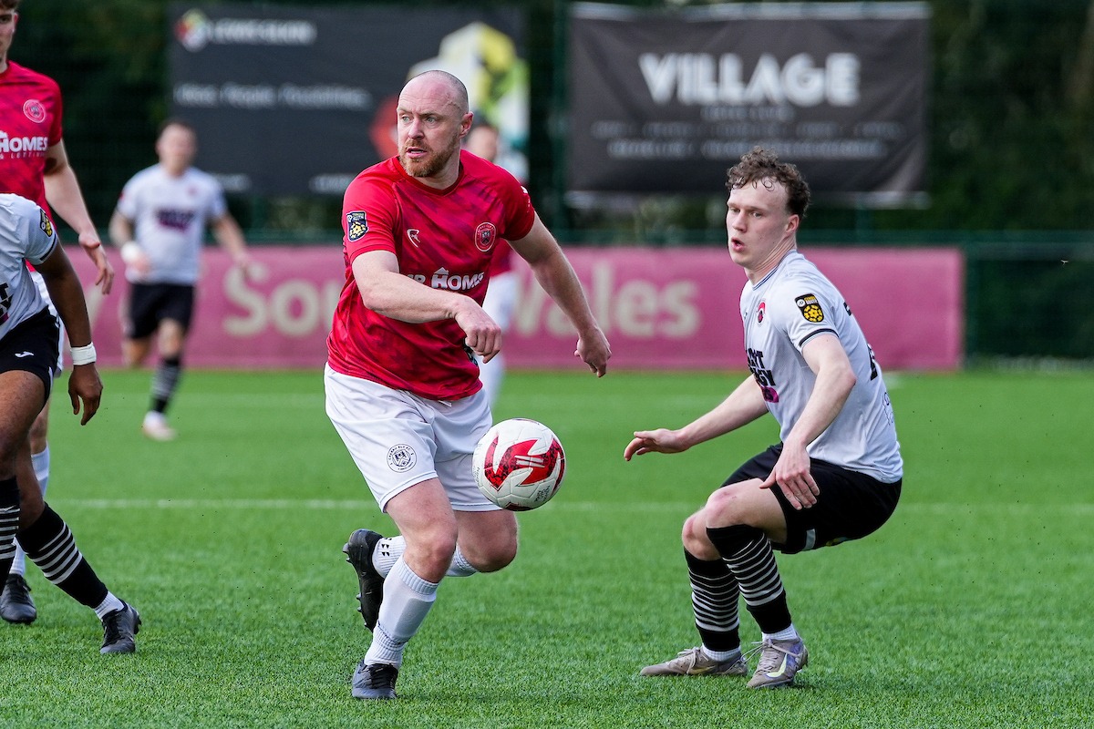 Caerau Ely's James Williams during the 2025/26 JD Cymru South fixture between Pontypridd United & Caerau Ely FC USW Sports Park, Pontypridd, Wales