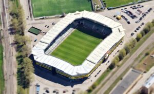 A. Le Coq Arena, home of FCI Levadia Tallinn, from above in May 2024