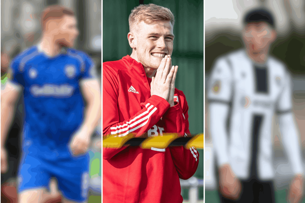 Three-panel landscape collage showing Welsh football players in action: Lee Jenkins of Haverfordwest County during a match, Will Evans during Cymru C training, and Isaac Lee of Flint Town during a Cymru Premier match.