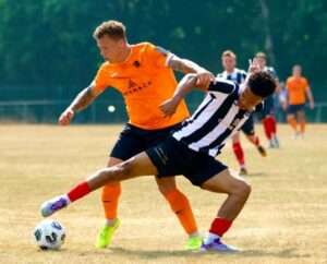 Former Newport County youngster Amani Babah in action for Cardiff Draconians against Pontypridd United in the Cymru South