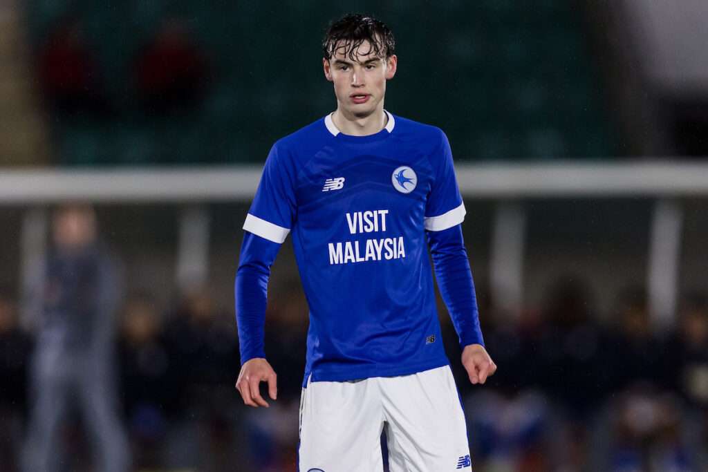Cardiff City Cody Twose during round 4 of the 2024/25 Nathaniel MG Cup fixture between Cardiff City FC & Cardiff Met University FC at Cardiff International Sports Stadium, Cardiff,  Wales