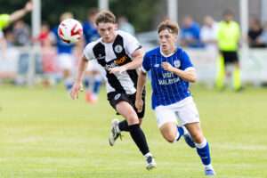 Cody Twose of Cardiff City in action. Ammanford v Cardiff City u21 in the Nathaniel MG Cup at The Recreation Ground on the 19th July 2025