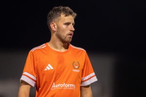 Ardal North West's Broughton United's Nathan Swann-Jones during the JD Welsh Cup fixture between Broughton United and Welshpool Town at the Hollingsworth Bros Stadium, Broughton, 19th of September, Wales