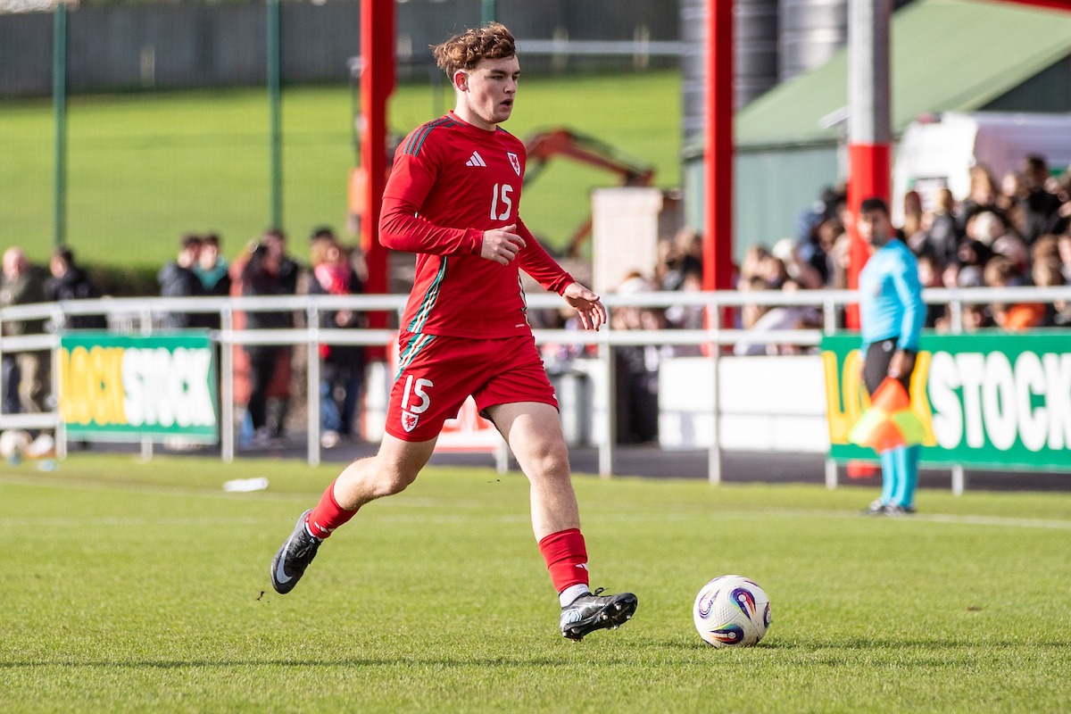 Wales’ and Stockport County's Rhys Watson during the 2025 Preparatory Friendly Tournament fixture between Wales U19 and Germany MU19 at Central Park, Denbigh. 18th of November, Denbigh, Wales