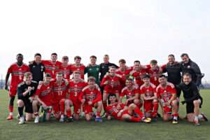Cymru South celebrate after Tim Rhanbarthol y Gogledd vs Tim Rhanbarthol y De in the Second Leg of the Regions Cup Play-Off at the Hollingsworth Group Stadium, Broughton