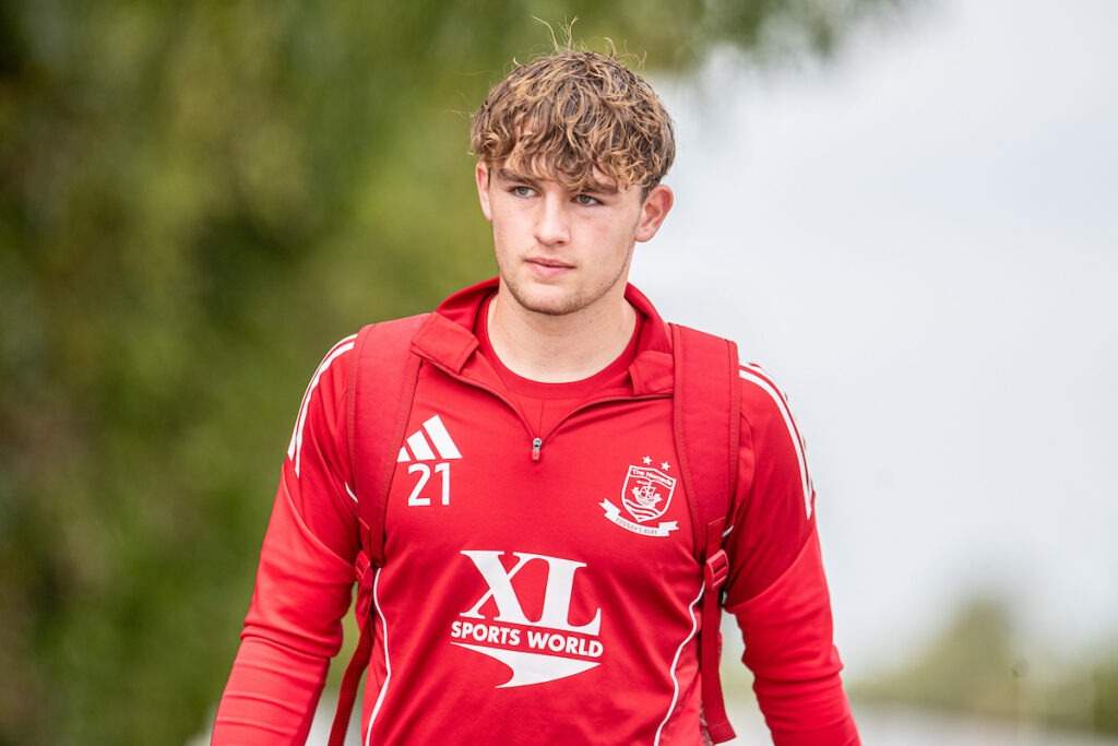 Connah's Quay Nomads' Rhys Watson ahead of the 2026-27 Novira Cymru Premier match between Connah's Quay Nomads and Caernarfon Town at Essity Stadium, Flint, Wales