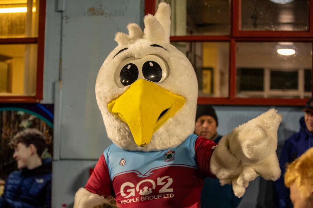 Seagull mascot ahead of the JD Cymru Leagues North fixture between Colwyn Bay and Airbus UK Broughton at Llanelian Road, Colwyn Bay. 25th of September, Flint, Wales