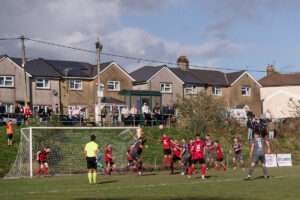 Fans during round 2 of the 2024/25 JD FAW Welsh Cup between New Inn v Briton Ferry Llansawel, Woodfield Road, Pontypool, Wales