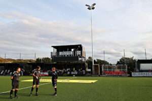 A general view of the Go Goodwins Stadium before Llandudno FC vs Holywell Town in Round 3 of the Novira Cymru Premier at the Go Goodwins Stadium, Llandudno