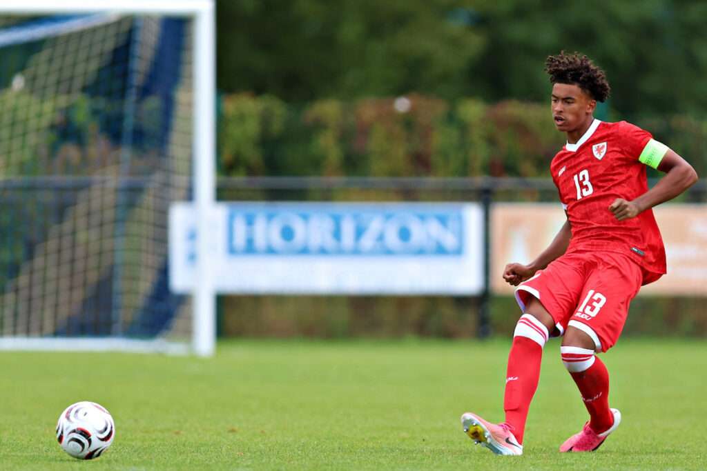 Noah Anyadike of Cymru MU16's during Cymru MU16's vs Republic of Ireland MU16's in an International Friendly at the Memorial Playing Fields, Ruthin