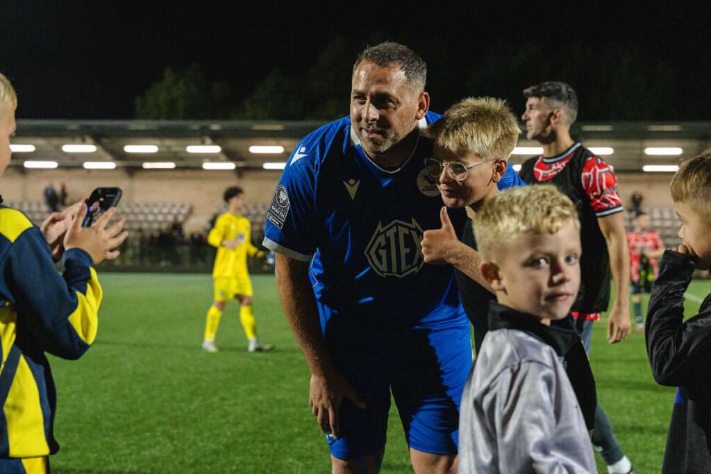 Trethomas Bluebirds' Michael Chopra during the Novira Cymru South fixture Trethomas Bluebirds vs Caerphilly Athletic at CCB Centre for Sporting Excellence, Ystrad Mynach, Wales