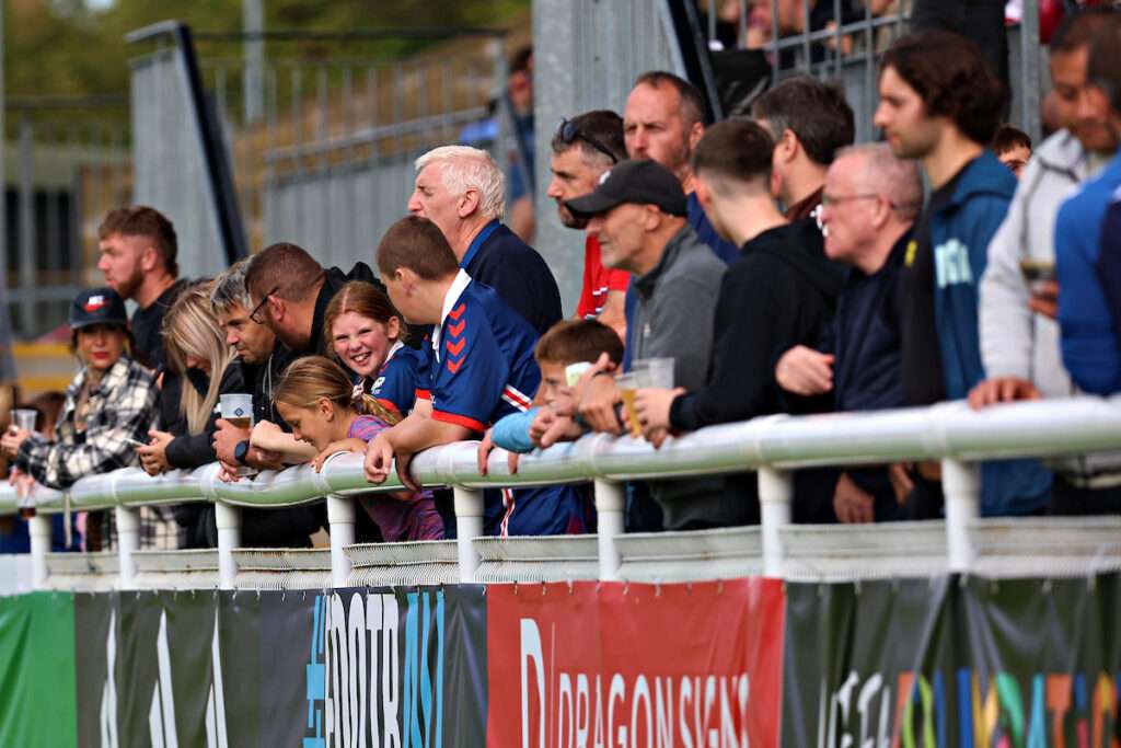 Bangor fans during CPD Dinas Bangor 1876 vs CPD Y Rhyl 1879 in Round 7 of the Novira Cymru North at the Bangor City Stadium, Bangor