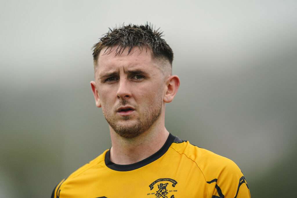 Carmarthen Town's Trystan Jones during the Novira Cymru South fixture Carmarthen Town vs Ynyshir Albions at LHP Stadium, Carmarthen, Wales
