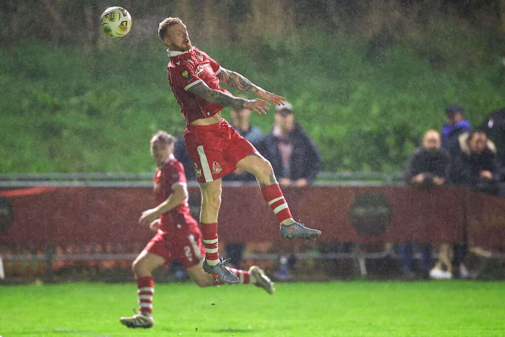 Briton Ferry Llansawel AFC's Thomas Walters  during the 2026/27 Novira Cymru Premier League fixture between Briton Ferry Llansawel FC & Trefelin BGC at The Renewable Centre Stadium, Neath, Wales