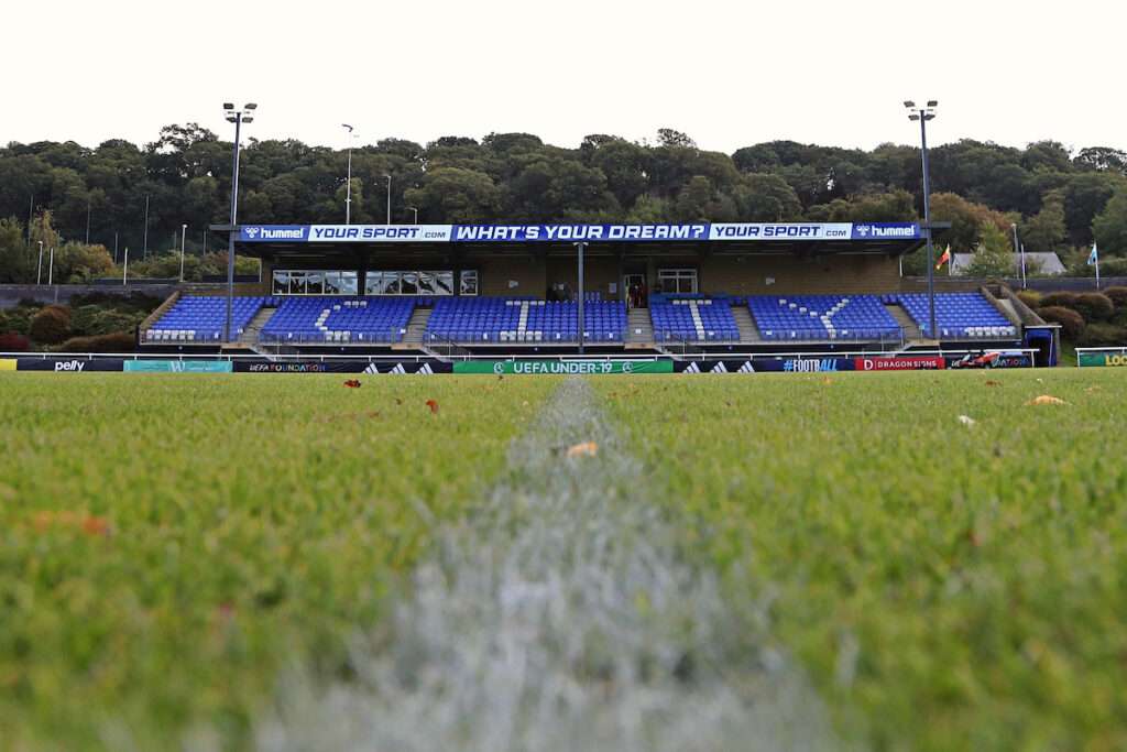 A general view of the Bangor City Stadium before CPD Dinas Bangor 1876 Women vs Llangefni Town Ladies in 1st Qualifying Round of the Bute Energy Welsh Cup at Bangor City Stadium, Bangor