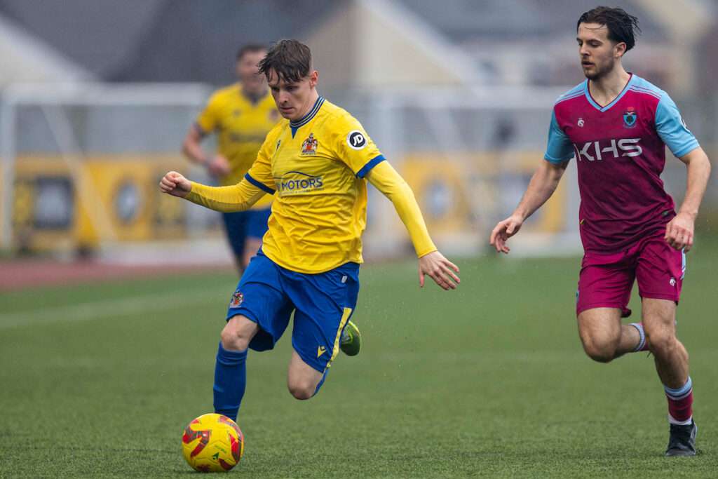 Jac Norris of Barry Town United in action.
Barry Town United v Colwyn Bay in the JD Cymru Premier at Jenner Park on the 47th February 2026