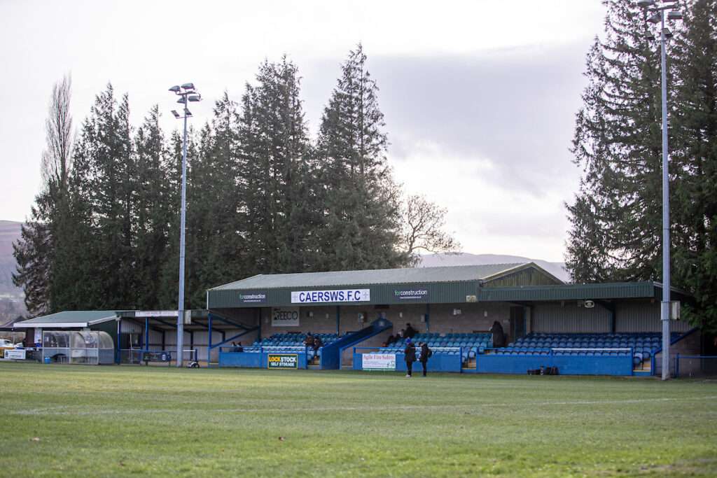 General View ahead of the JD Cymru North fixture between Caersws and Newtown at the Recreation Ground, Caersws. 1st of January, Caersws, Wales