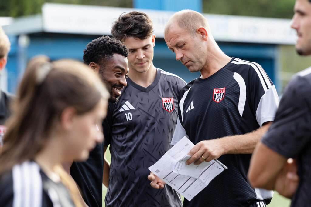 Flint coach Steve Evans during the 2026/27 Novira Cymru Premier fixture between Cambrian United & Flint Town United at M&P Group 3G Stadium, Clydach Vale, Rhondda, Wales, United Kingdom