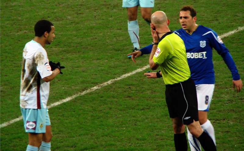 Michael Chopra Makes a Point to the Ref 15/02/11 Cardiff V Burnley, Championship, Cardiff City Stadium, Cardiff, Wales