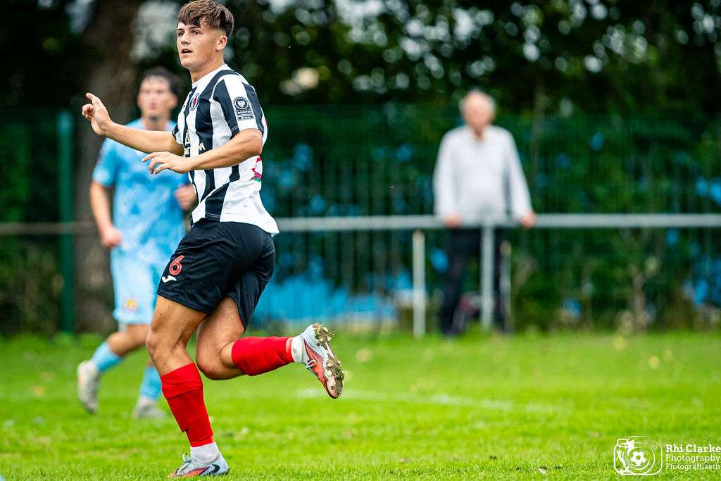Keegan Saunders reacts as he scores Cardiff Dracs' first goal against Baglan Dragons in the Cymru South.