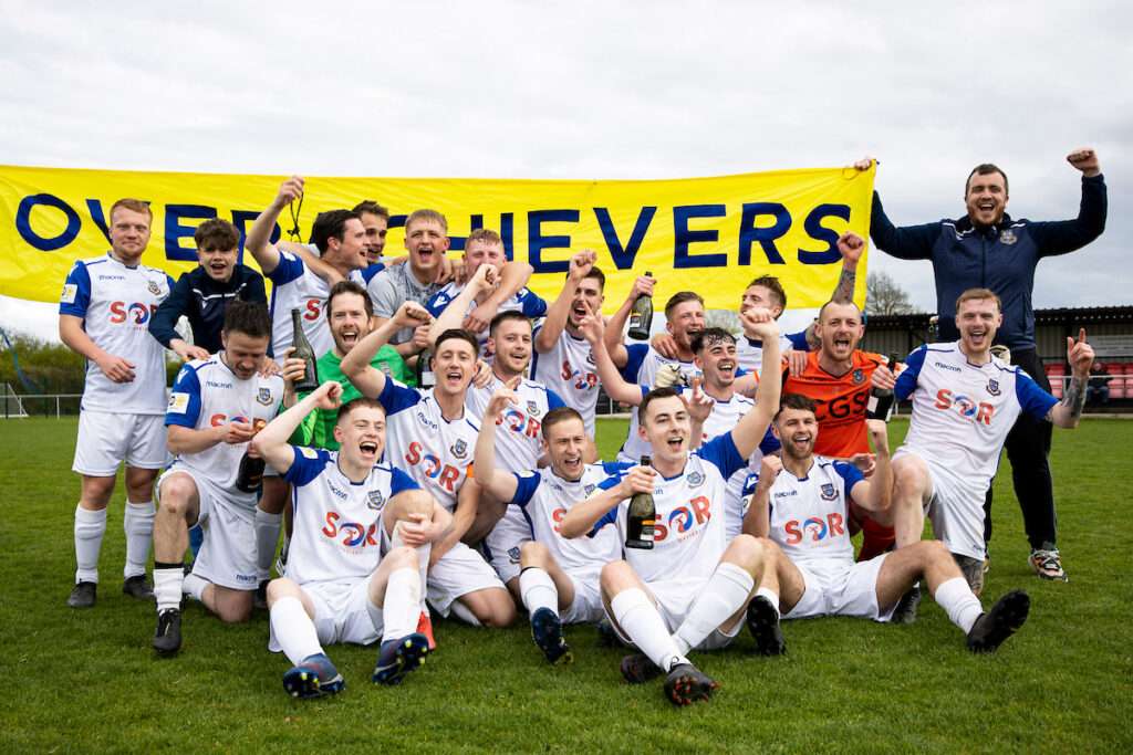 Llantwit Major celebrate winning the JD Cymru South.
Undy Athletic v Llantwit Major in the JD Cymru South at The Causeway on the 18th April 2022