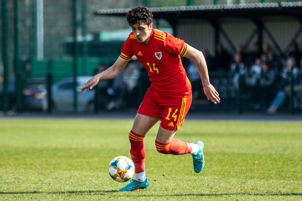 Wolves and Wales striker Josh Esen at Cymru U18 vs Finland U18 at Colliers Park, Gresford
