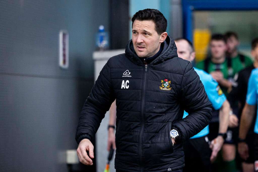 Aberystwyth Town manager Antonio Corbisiero ahead of kick off.
Cardiff Metropolitan University v Aberystwyth Town in the JD Cymru Premier at Cyncoed Campus