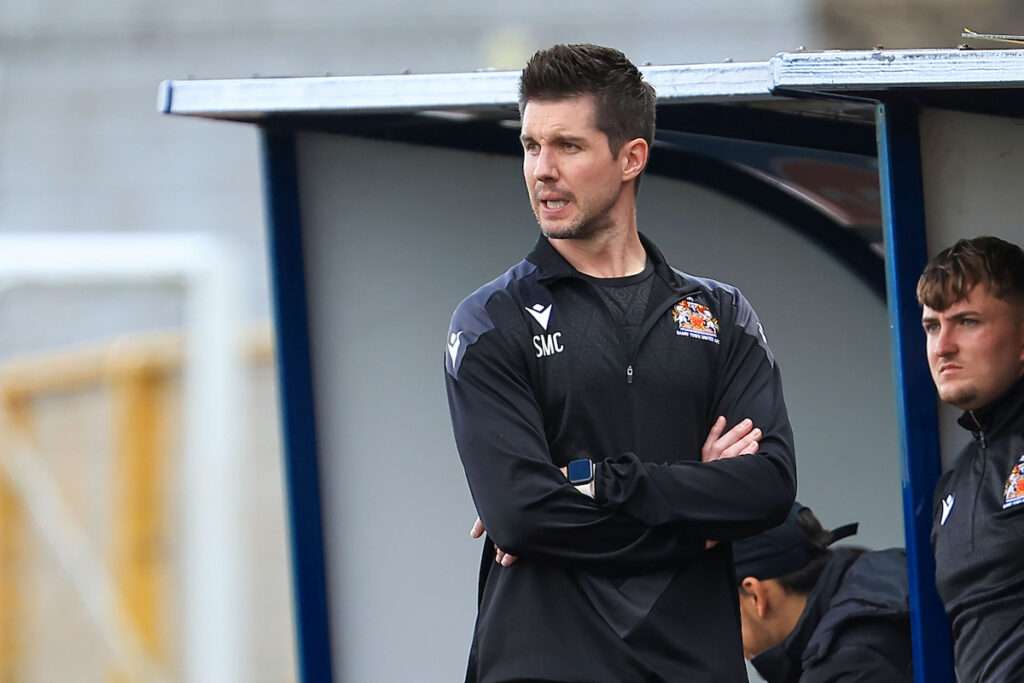 Barry Town United Women Manager Stevie McCarthy-Campbell during the 2025/26 Genero Adran Premier league fixture between Barry Town United Women and Swansea City Women at Jenner Park Stadium, Barry, Wales