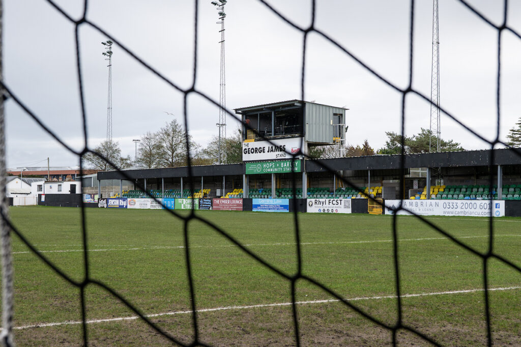 A general view of Hops and Barley Community Stadium, Home of Rhyl 1879 ahead of the JD Welsh Cup between Rhyl 1879 and Barry Town United at the Hops and Barley Community Stadium in Rhy