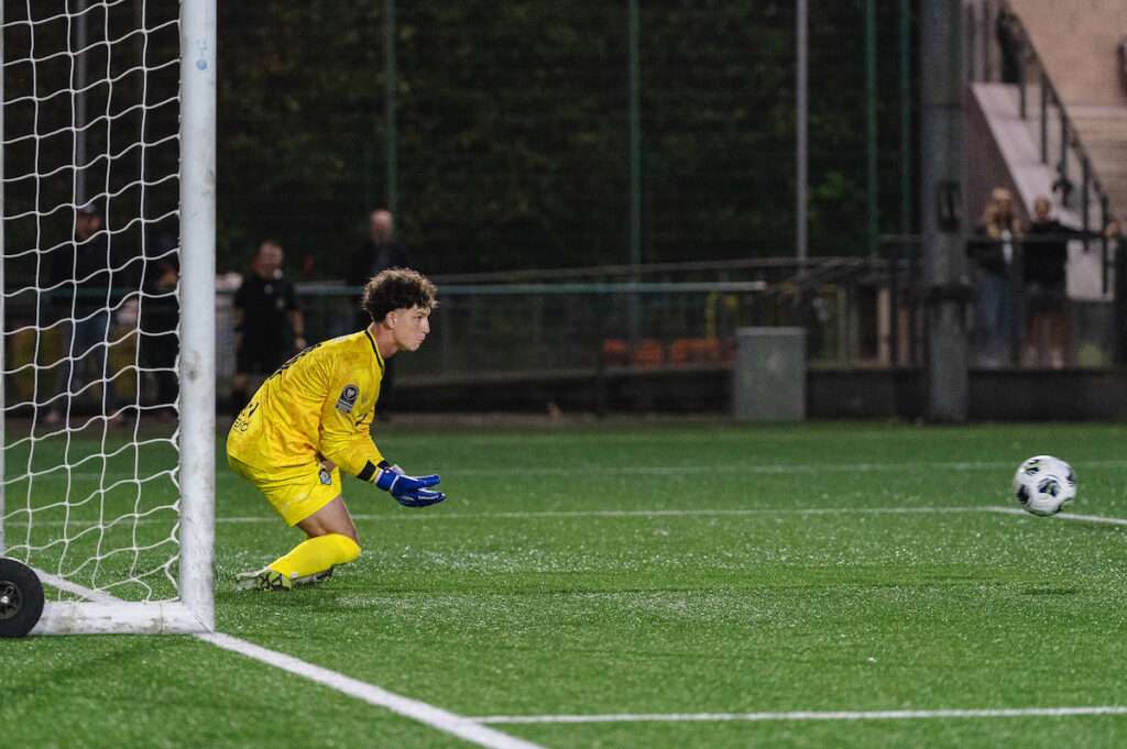 Caerphilly Athletic's Cassius Tanhai during the Novira Cymru South fixture Trethomas Bluebirds vs Caerphilly Athletic at CCB Centre for Sporting Excellence, Ystrad Mynach, Wales