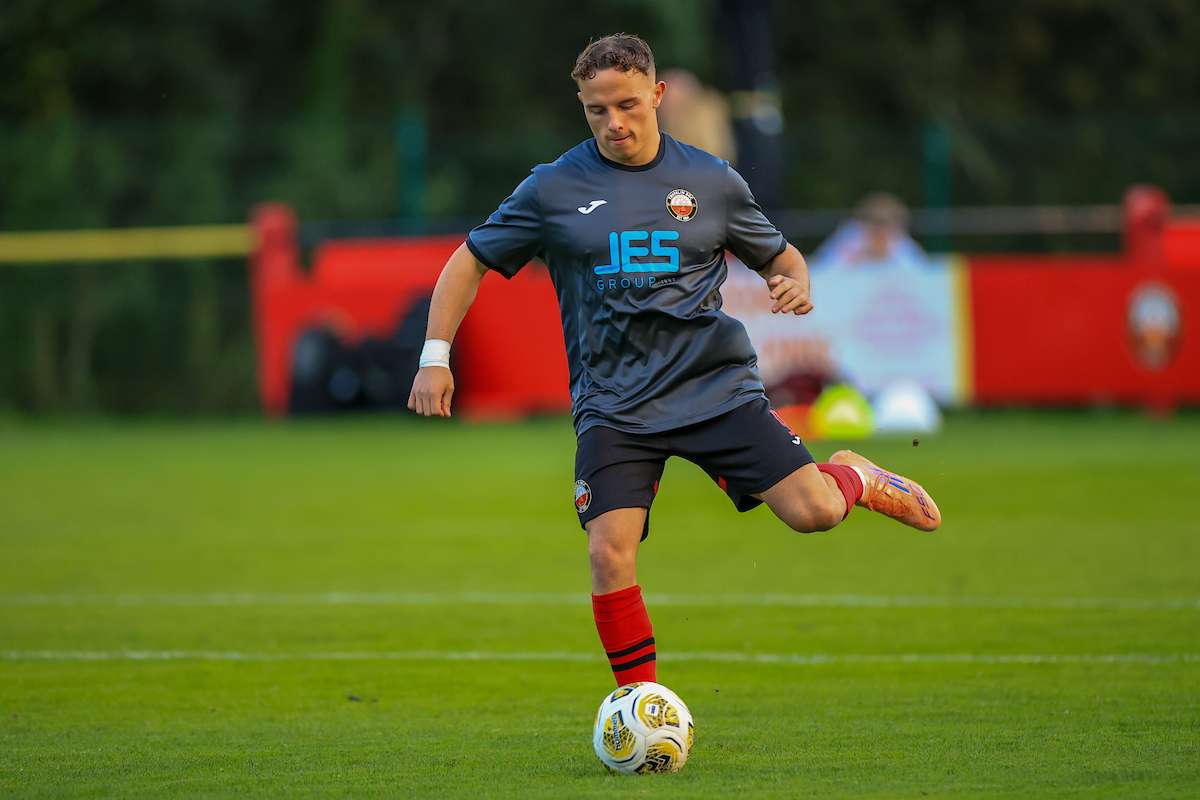 Trefelin BGC's Daniel John during the 2026/27 Novira Cymru Premier League fixture between Trefelin BGC & Cambrian United FC