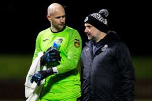 Pontypridd United goalkeeper Mike Lewis during half time. Pontypridd United v Afan Lido in the JD Cymru South at USW Sports Park on the 30th January 2026.