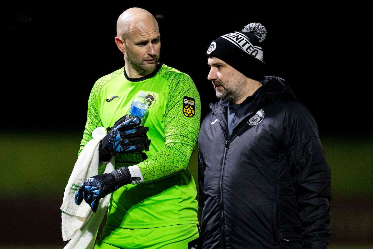 Pontypridd United goalkeeper Mike Lewis during half time. Pontypridd United v Afan Lido in the JD Cymru South at USW Sports Park on the 30th January 2026.