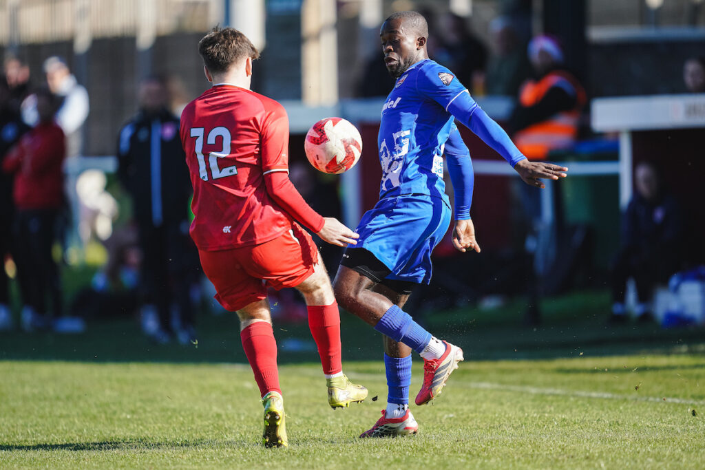 Penybont's Eduino Vaz during the FAW Welsh Cup 2026/27 Round 2 fixture Afan Lido vs Penybont FC at Marston's Stadium,