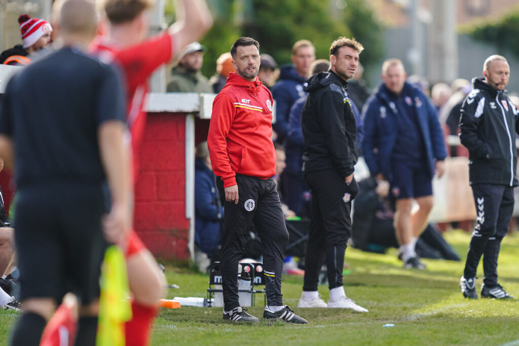 Afan Lido Team Manager Lee John during the FAW Welsh Cup 2026/27 Round 2 fixture Afan Lido vs Penybont FC at Marston's Stadium,