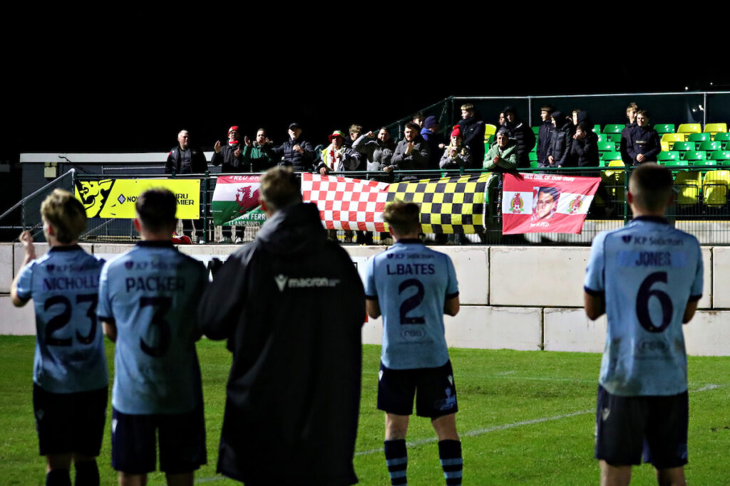 Briton Ferry fans after Caernarfon Town vs Briton Ferry Llansawel in Round 14 of the Novira Cymru Leagues Premier at The Oval, Caernarfon