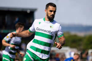 Jordan Williams of TNS during the Novira Cymru Leagues Premier matchl between Penybont & The New Saints at the DragonBet Stadium, Bridgend, Wal