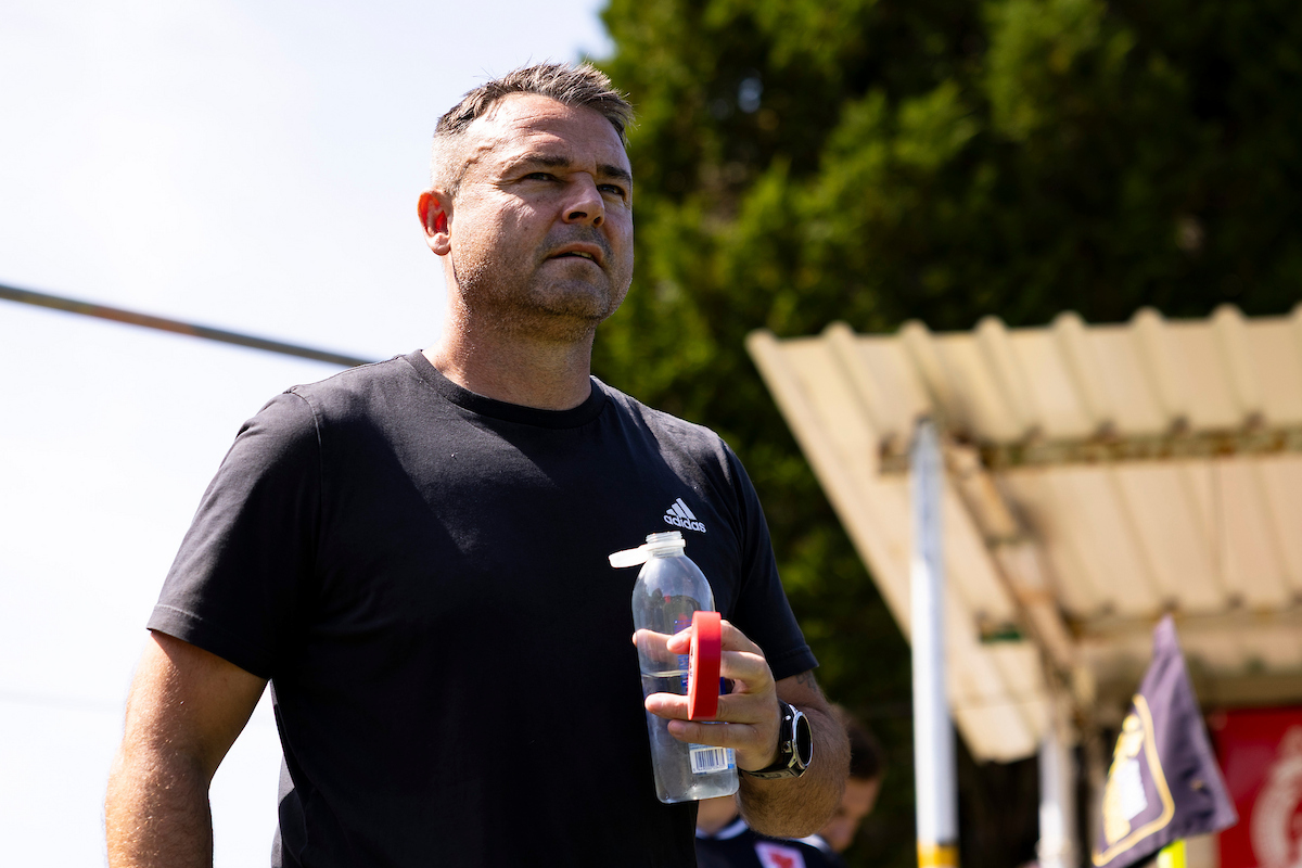 Baglan Dragons manager Carl Clement during the 2026/27 Novira Cymru South match between Baglan Dragons & Pure Swansea at the The Renewable Centre Stadium, Briton Ferry, Wales