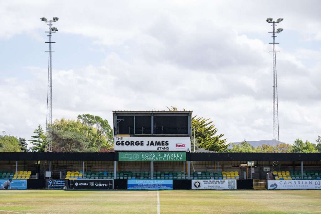 A general view of Hops and Barley Community Stadium, Home of Rhyl 1879 ahead of the Novira Cymru North game between Rhyl 1879 and Guilsfield at Bele Vue Stadium