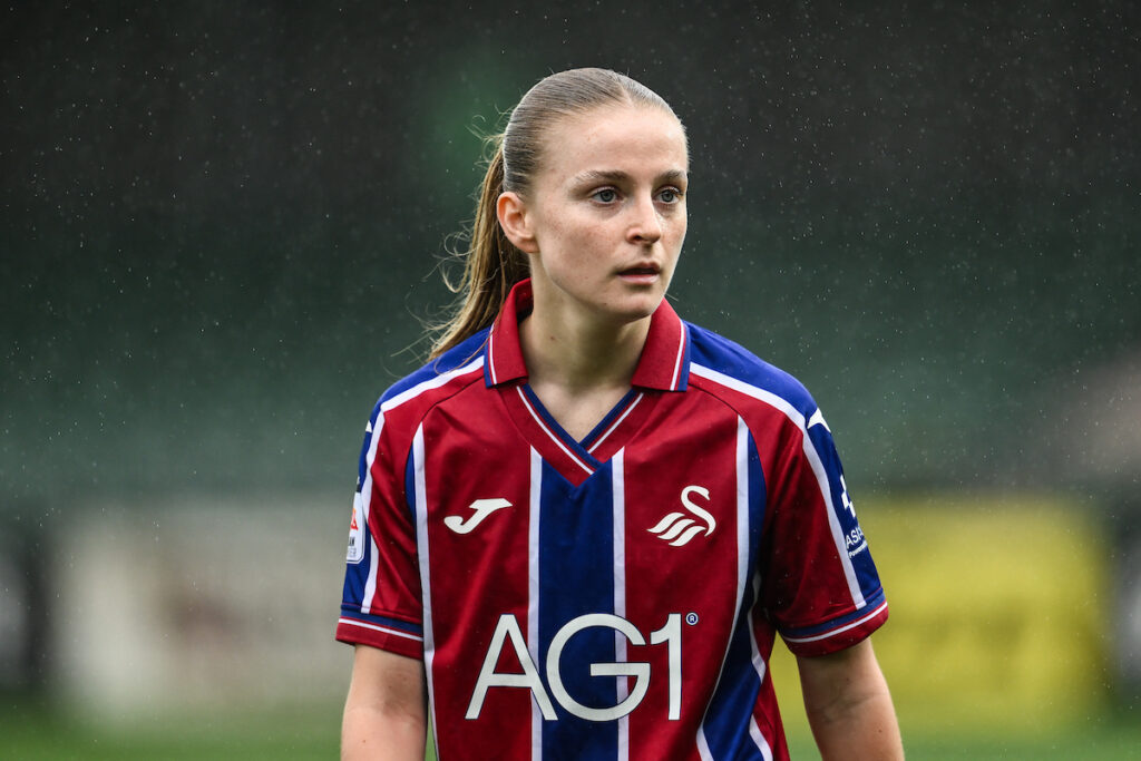 Swansea City Womens Aimee Deacon during the Genero Adran Premier game between The New Saints and Swansea City at the Park Hall Stadium in Oswestry