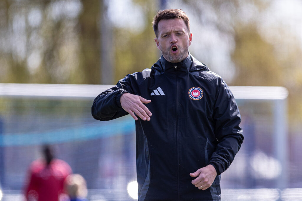 Afan Lido's Assistant Manager Lee John ahead of the Welsh Blood Service League Cup Semi Final between Airbus UK Broughton and Afan Lido at the Hollingsworth Bros Stadium. 6th of April, Broughton, Wales
