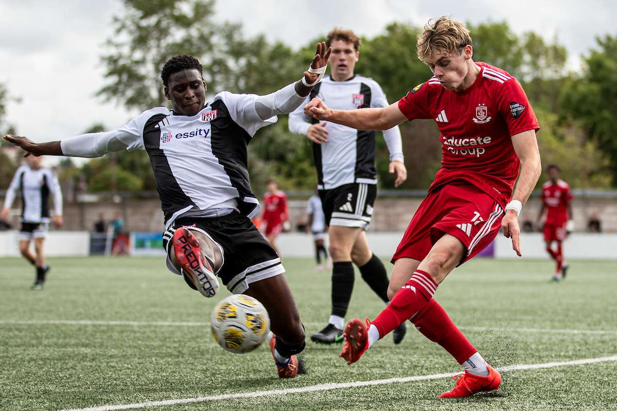 Mikey Stone of Connah's Quay Nomads during the 2026-27 Novira Cymru Premier match between Flint Town United and Connah's Quay Nomads at Flint, Essity Stadium, Wales