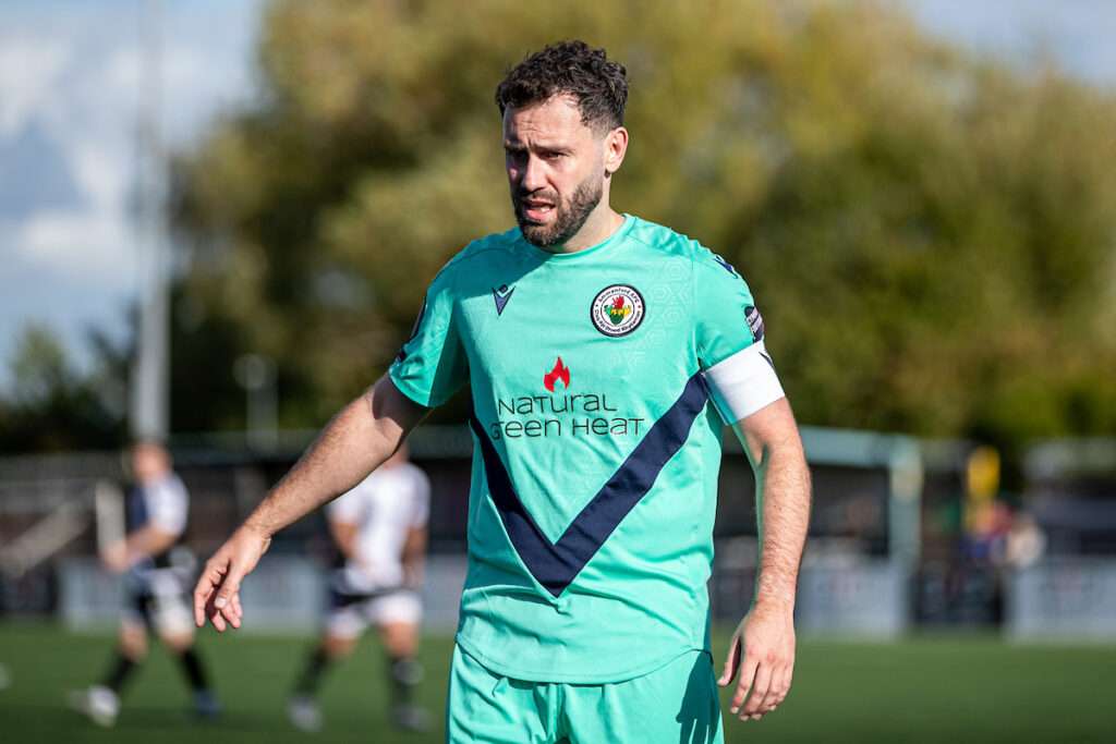 Adam Orme of Ammanford during the 2026-27 Novira Cymru Premier match between Flint Town United and Ammanford at Essity Stadium, Flint, Wales