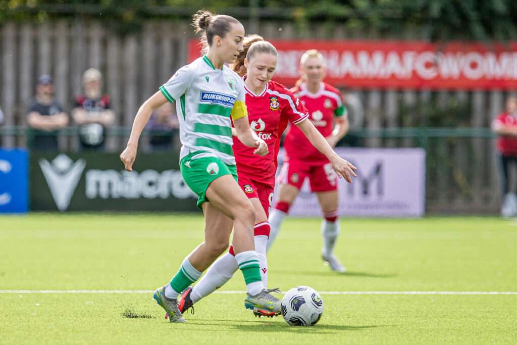 Caitlin Chapman of The New Saints during the 2026-27 Genero Adran Premier match between Wrexham and The New Saints at The Rock, Wrexham, Wales