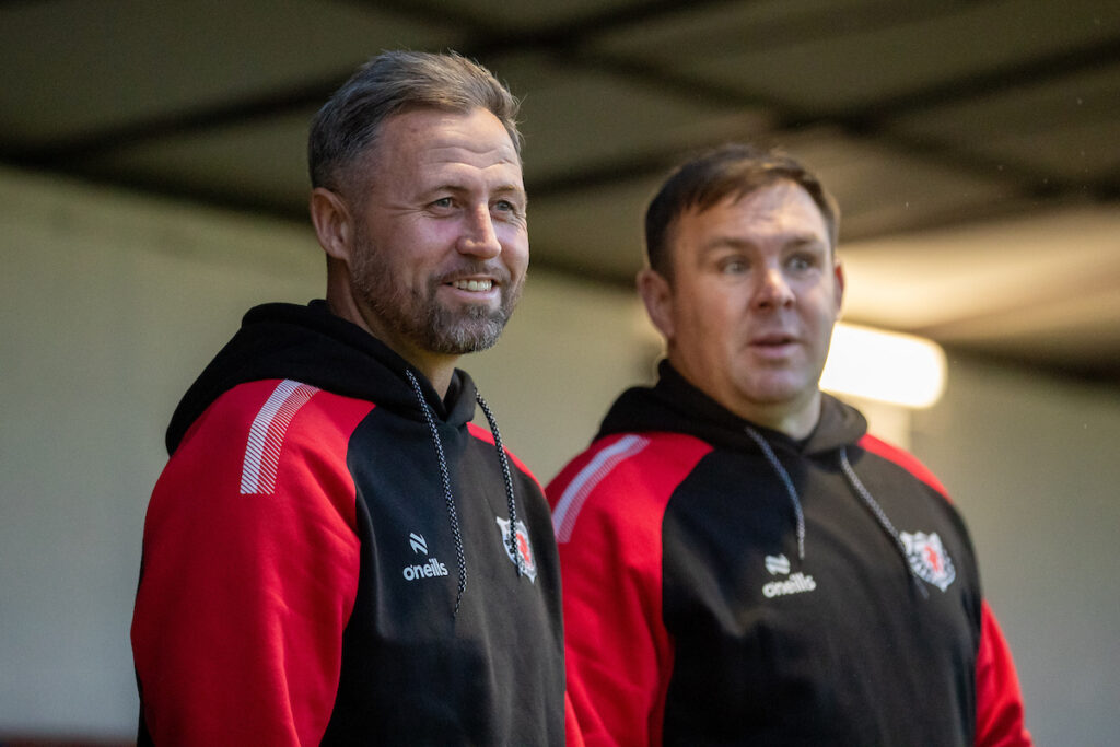 Holywell Town Manager Johnny Haseldin and Assistant Manager Lee Pope ahead of the 2026-27 Novira Cymru Premier