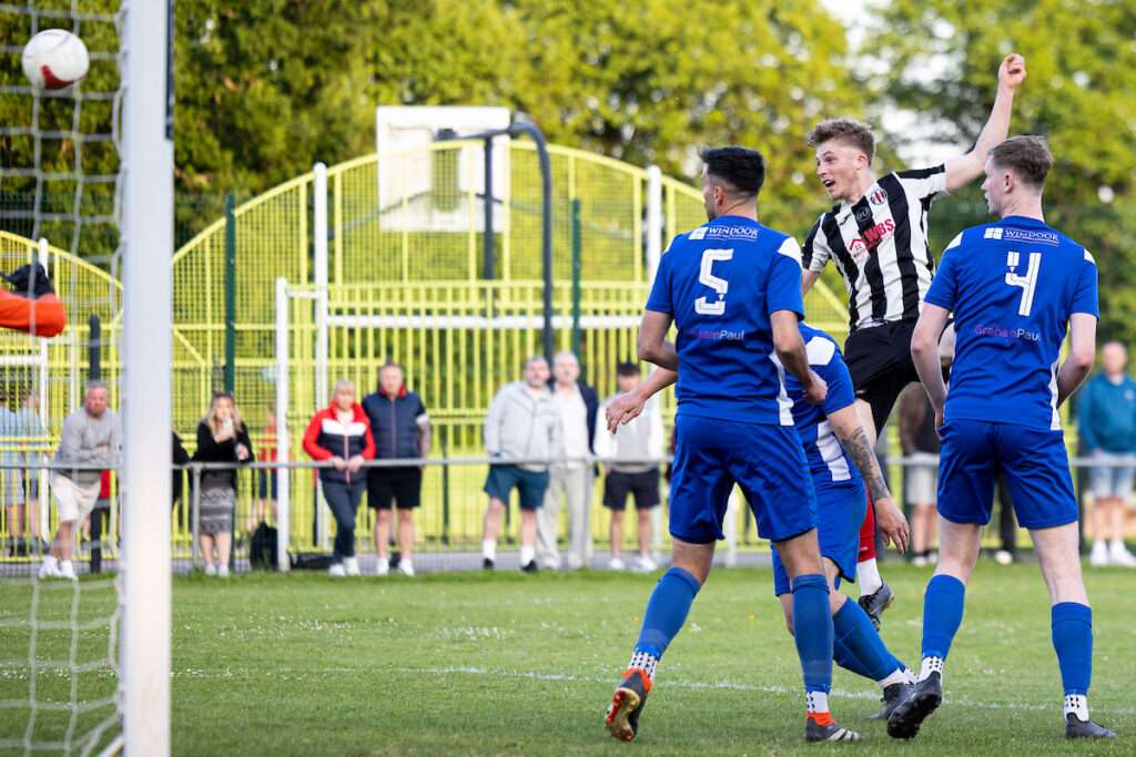 Ethan Akram of Cardiff Dracs scores his sides first goal.
Cardiff Draconians v Cefn Cribwr in the Ardal South West at Lydstep Park on the 6th May 2025