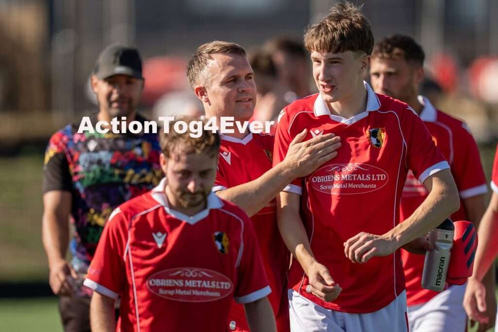 Afan United walk out ahead of their FAW Amateur Trophy match with Cardiff Cosmopolitan
