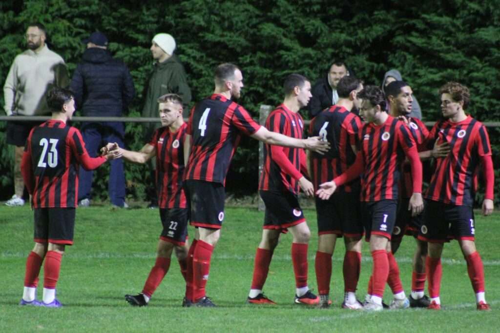 Goytre celebrate a goal against Cwmbran Town in the Ardal Leagues South East